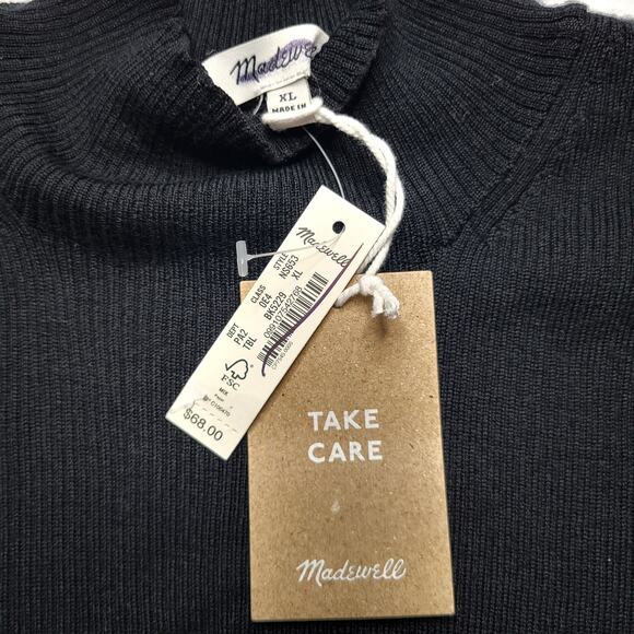 Madewell Merino Wool Silk Sweater Tank Sleeveless Top Mockneck Black Soft XL - Picture 7 of 8